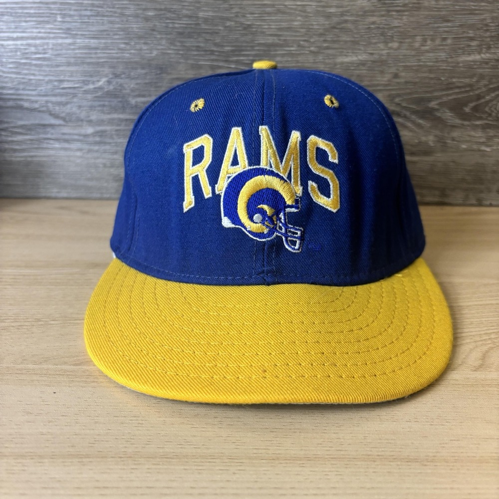 Vintage Los Angeles Rams Hat Cap Snap Back Blue Yellow NFL Football Mens 90s